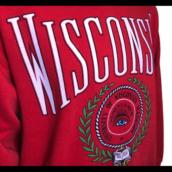 90s Red Crew Neck Wisconsin Badgers sweatshirt - Picture 2 of 5